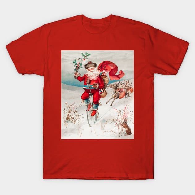 Santa Claus On A Penny | Reindeer | Christmas Xmas | Miriam And Ira D. Wallach Art Painting T-Shirt by DepicSpirit